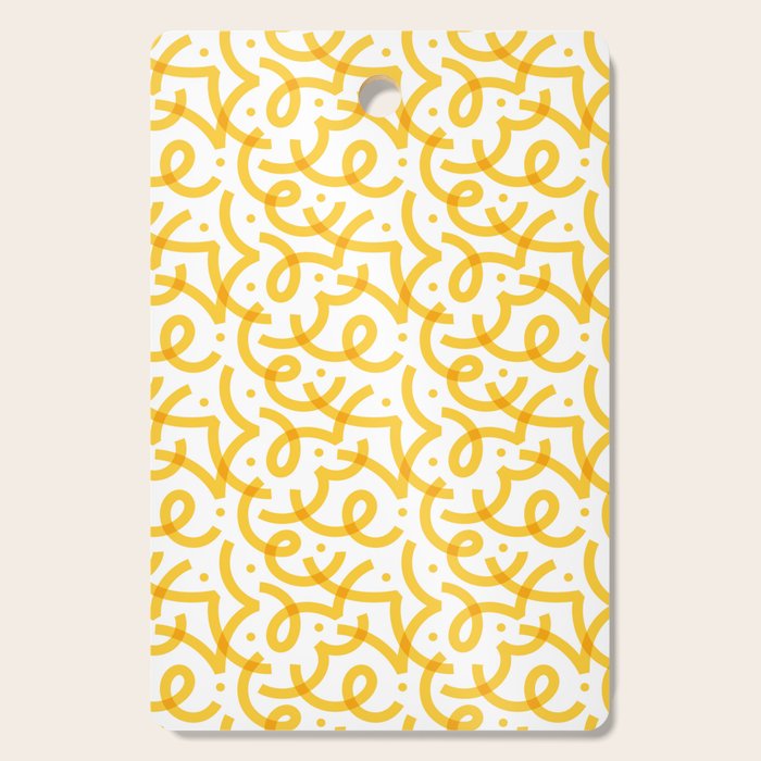Fun yellow line doodle pattern Cutting Board Gallery Image 1