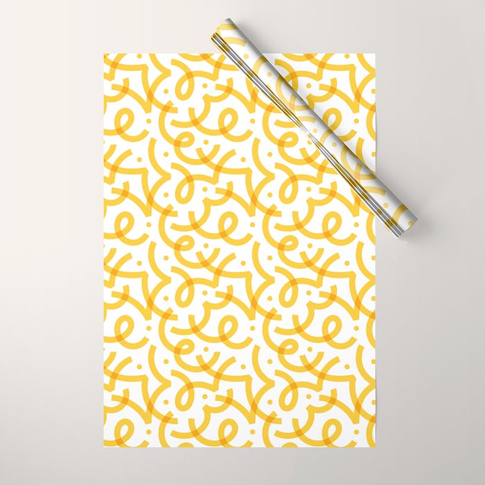 Fun yellow line doodle pattern Wrapping Paper Gallery Image 1
