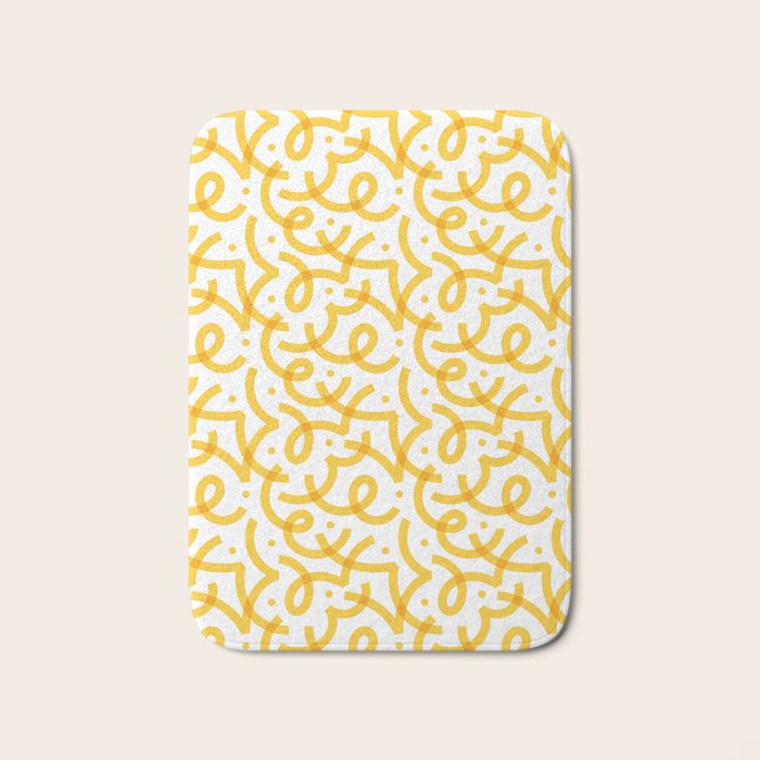 Fun yellow line doodle pattern Bath Mat Gallery Image 1