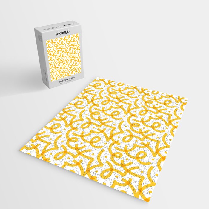 Fun yellow line doodle pattern Jigsaw Puzzle Gallery Image 2