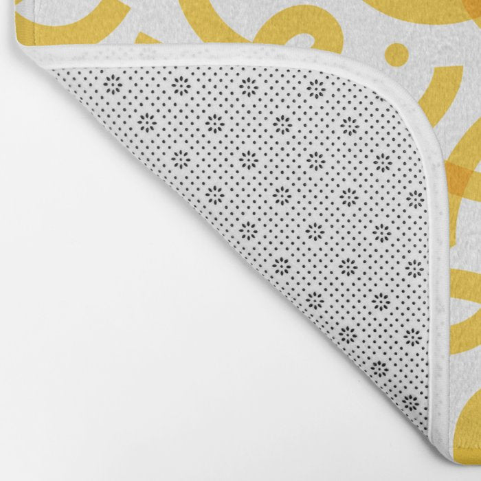 Fun yellow line doodle pattern Bath Mat Gallery Image 2