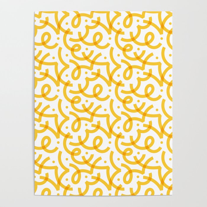 Fun yellow line doodle pattern Poster Gallery Image 4