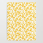 Fun yellow line doodle pattern Poster Gallery Image 4