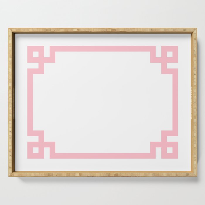 Pink Greek Key Border Serving Tray Gallery Image 1