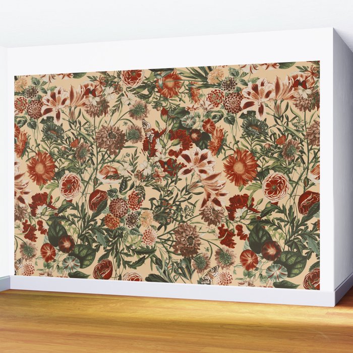 Vintage Flower Garden Wall Mural Gallery Image 2