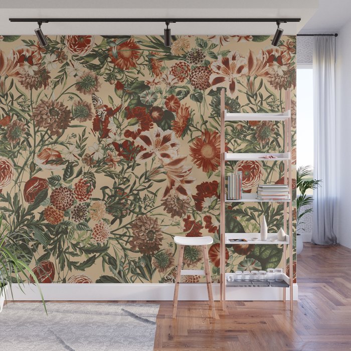 Vintage Flower Garden Wall Mural Gallery Image 1