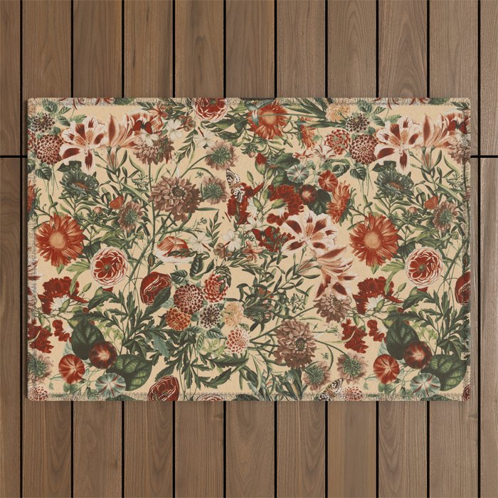 Vintage Flower Garden Outdoor Rug Gallery Image 1