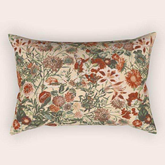 Vintage Flower Garden Rectangular Pillow Gallery Image 2