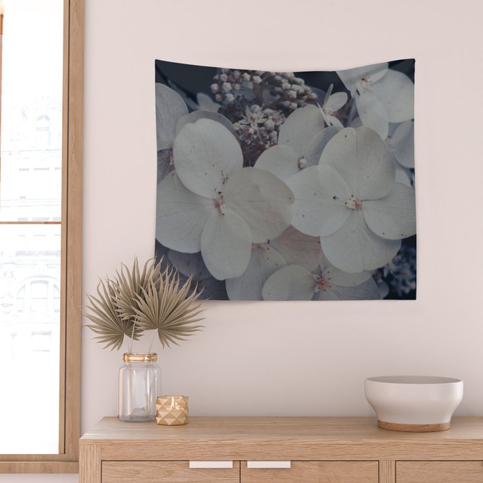 Be a Light in the Darkness x modern botanical hydrangea flower photograph Wall Tapestry Gallery Image 2