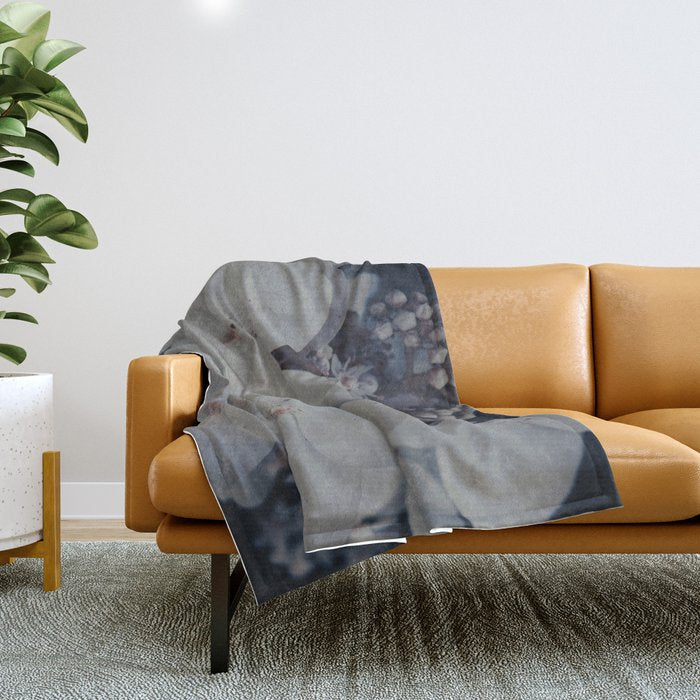 Be a Light in the Darkness x modern botanical hydrangea flower photograph Throw Blanket Gallery Image 1