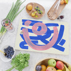 Tribal Pink Blue Fun Colorful Mid Century Modern Abstract Painting Shapes Pattern Cutting Board Gallery Image 2