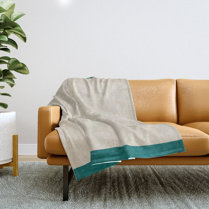 Teal Cream Minimalist Artwork Throw Blanket Gallery Image 1