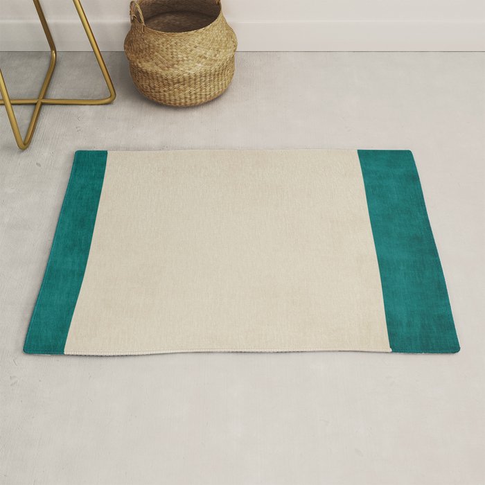 Teal Cream Minimalist Artwork Rug Gallery Image 1