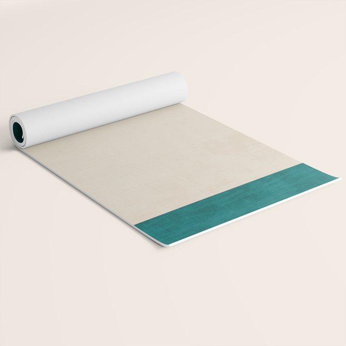 Teal Cream Minimalist Artwork Yoga Mat Gallery Image 2