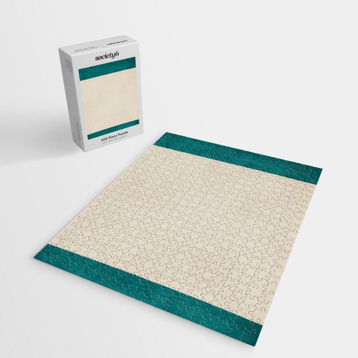 Teal Cream Minimalist Artwork Jigsaw Puzzle Gallery Image 2
