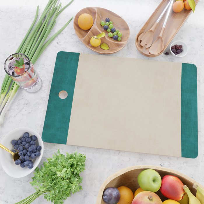 Teal Cream Minimalist Artwork Cutting Board Gallery Image 2