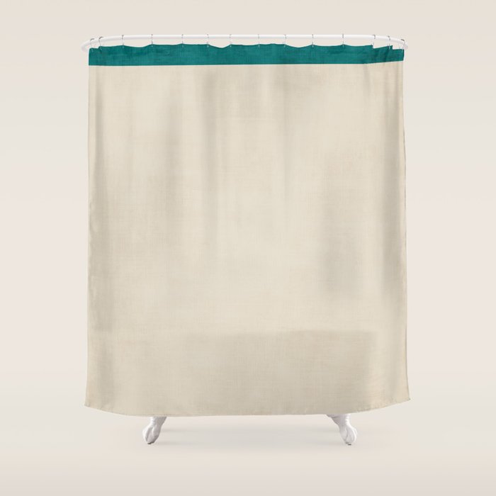 Teal Cream Minimalist Artwork Shower Curtain Gallery Image 1