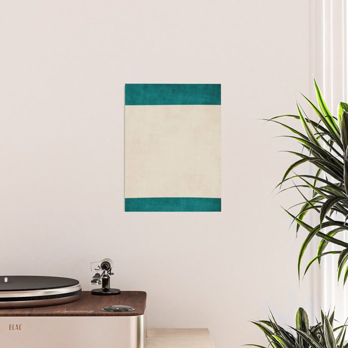 Teal Cream Minimalist Artwork Poster Gallery Image 2
