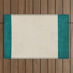 Teal Cream Minimalist Artwork Outdoor Rug Gallery Image 1