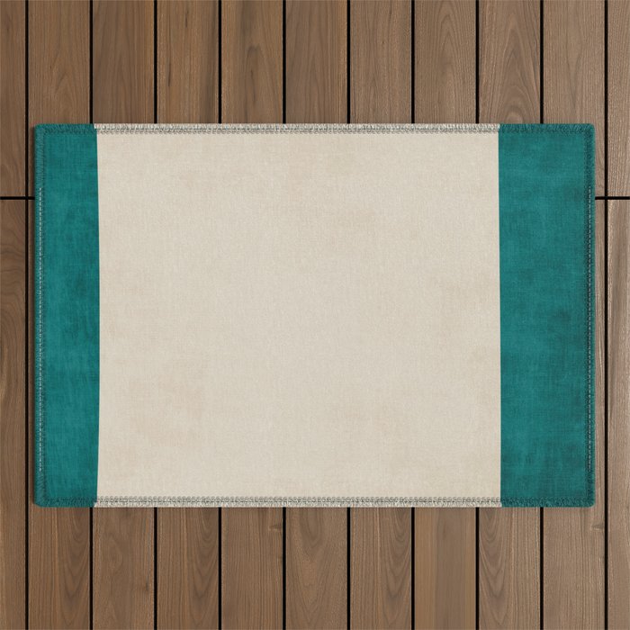 Teal Cream Minimalist Artwork Outdoor Rug Gallery Image 1