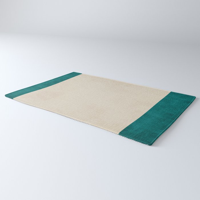 Teal Cream Minimalist Artwork Rug Gallery Image 3