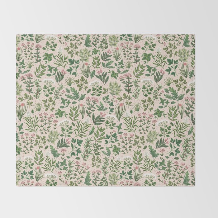 Herbs & Spices - beige Throw Blanket Gallery Image 2