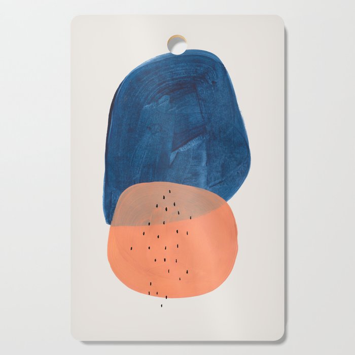 'Twins' Minimalist Modern Mid Century Colorful Navy Blue Tan Shapes by Ejaaz Haniff Cutting Board Gallery Image 1