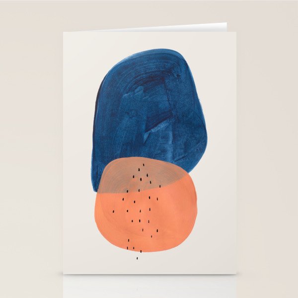 'Twins' Minimalist Modern Mid Century Colorful Navy Blue Tan Shapes by Ejaaz Haniff Stationery Card Gallery Image 1