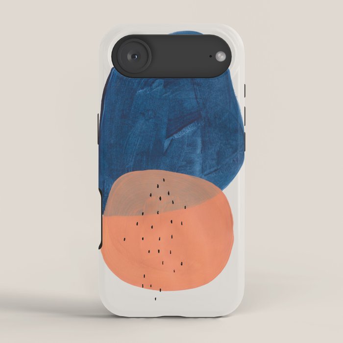 'Twins' Minimalist Modern Mid Century Colorful Navy Blue Tan Shapes by Ejaaz Haniff iPhone Case Gallery Image 2