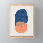 'Twins' Minimalist Modern Mid Century Colorful Navy Blue Tan Shapes by Ejaaz Haniff Mini Art Print Gallery Image 1