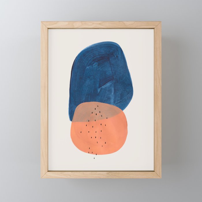'Twins' Minimalist Modern Mid Century Colorful Navy Blue Tan Shapes by Ejaaz Haniff Mini Art Print Gallery Image 1