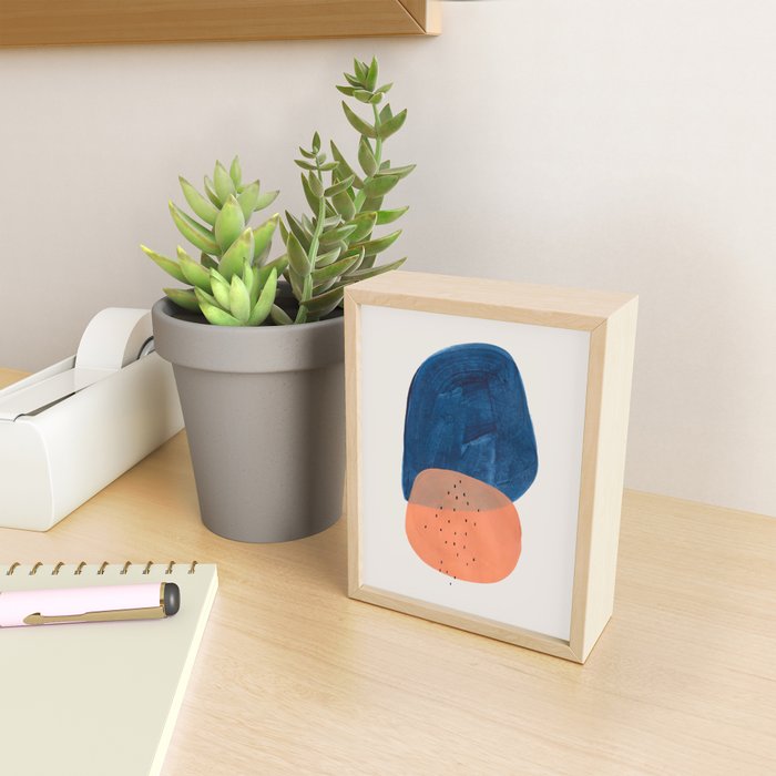 'Twins' Minimalist Modern Mid Century Colorful Navy Blue Tan Shapes by Ejaaz Haniff Mini Art Print Gallery Image 2