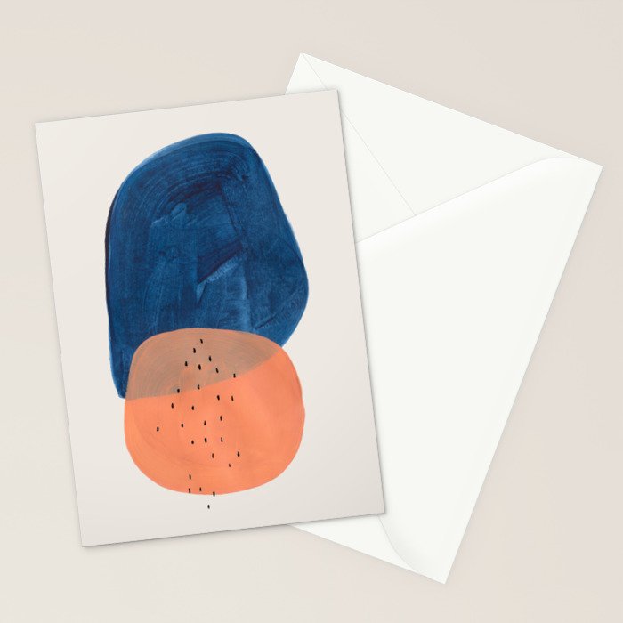 'Twins' Minimalist Modern Mid Century Colorful Navy Blue Tan Shapes by Ejaaz Haniff Stationery Card Gallery Image 2