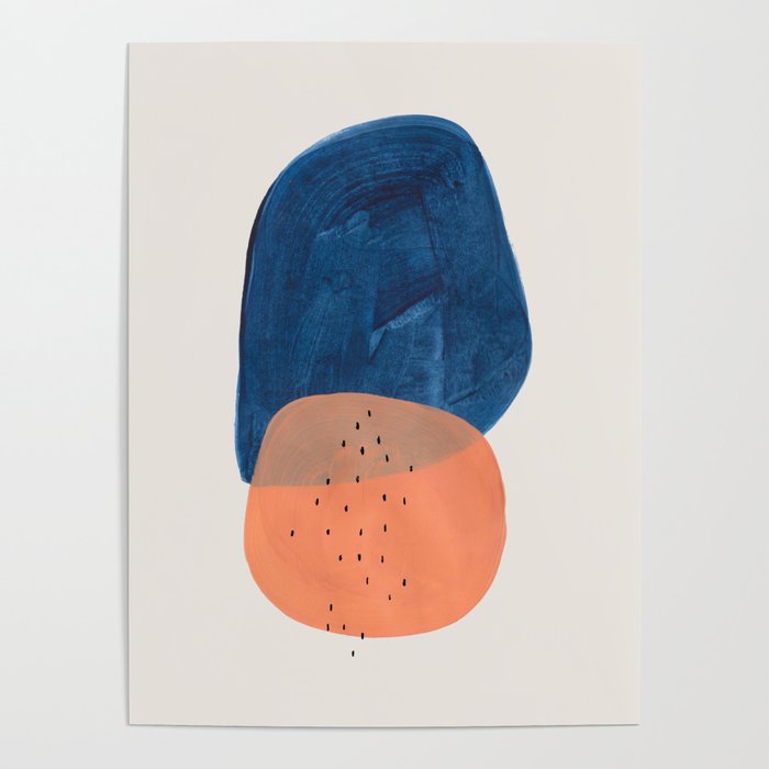 'Twins' Minimalist Modern Mid Century Colorful Navy Blue Tan Shapes by Ejaaz Haniff Poster Gallery Image 4