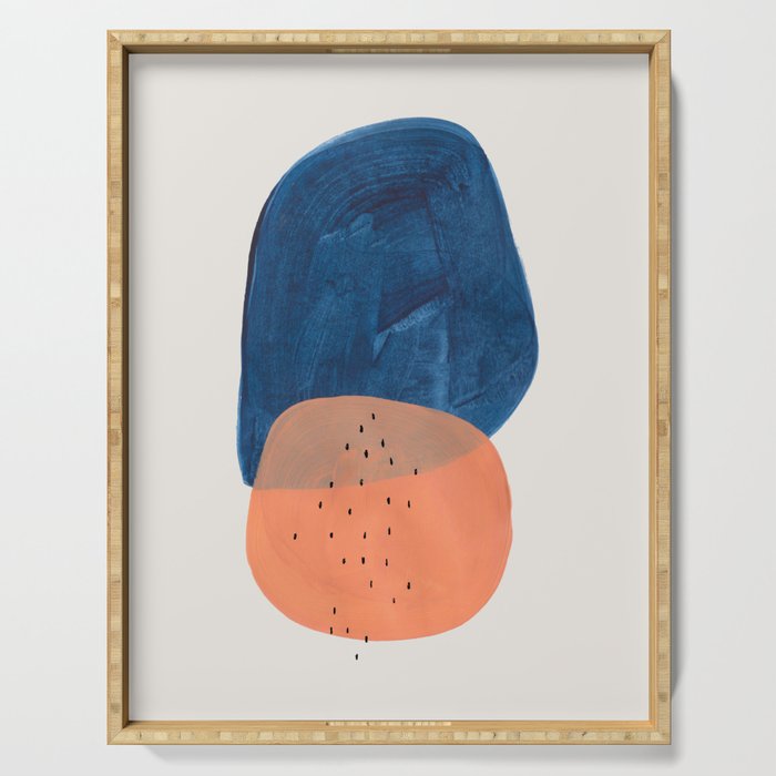 'Twins' Minimalist Modern Mid Century Colorful Navy Blue Tan Shapes by Ejaaz Haniff Serving Tray Gallery Image 1