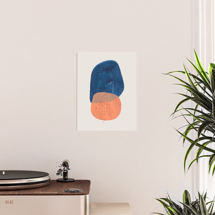 'Twins' Minimalist Modern Mid Century Colorful Navy Blue Tan Shapes by Ejaaz Haniff Poster Gallery Image 2