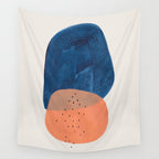 'Twins' Minimalist Modern Mid Century Colorful Navy Blue Tan Shapes by Ejaaz Haniff Wall Tapestry Gallery Image 4