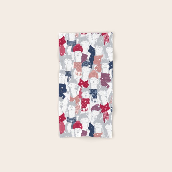 Happy llamas Christmas Choir III Bath Towel Gallery Image 1