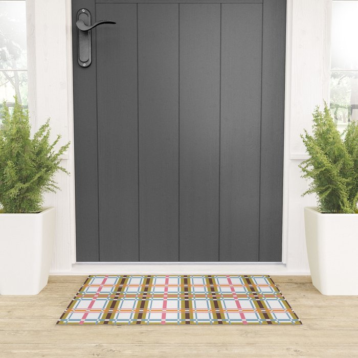 Bold Crosshatch Colorful Welcome Mat Gallery Image 3