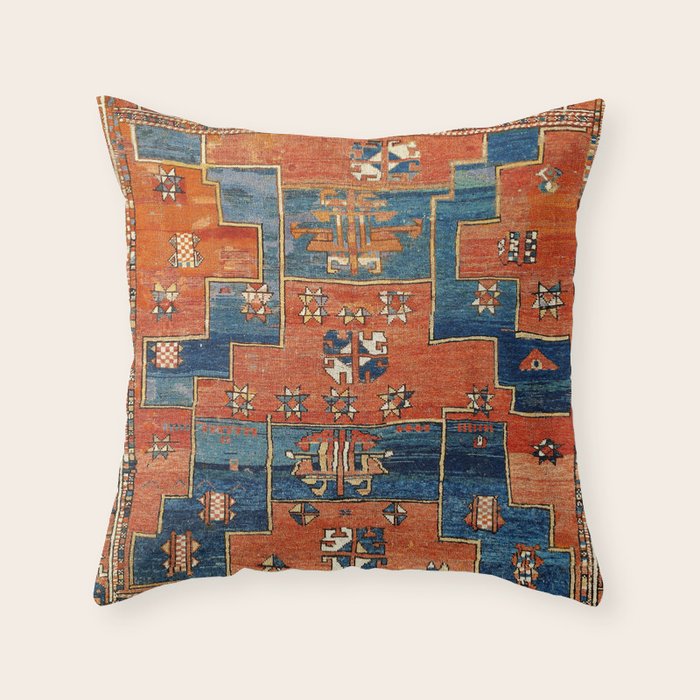 Bergama Northwest Anatolian Rug Print Throw Pillow Gallery Image 1
