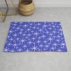 Mid Century Modern Twinkling Stars Retro Atomic Pattern in Blue Rug Gallery Image 1