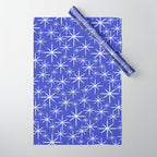 Mid Century Modern Twinkling Stars Retro Atomic Pattern in Blue Wrapping Paper Gallery Image 1