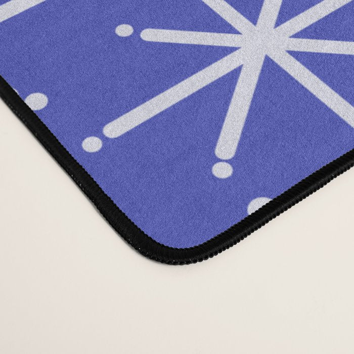 Mid Century Modern Twinkling Stars Retro Atomic Pattern in Blue Desk Mat Gallery Image 4