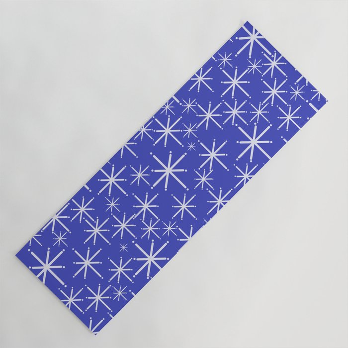 Mid Century Modern Twinkling Stars Retro Atomic Pattern in Blue Yoga Mat Gallery Image 1