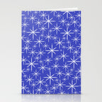 Mid Century Modern Twinkling Stars Retro Atomic Pattern in Blue Stationery Card Gallery Image 2