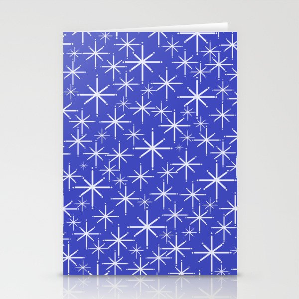 Mid Century Modern Twinkling Stars Retro Atomic Pattern in Blue Stationery Card Gallery Image 2