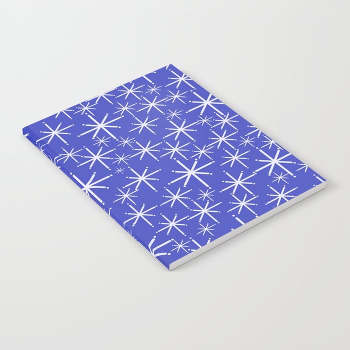 Mid Century Modern Twinkling Stars Retro Atomic Pattern in Blue Notebook Gallery Image 1