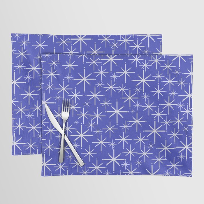 Mid Century Modern Twinkling Stars Retro Atomic Pattern in Blue Placemat Gallery Image 1