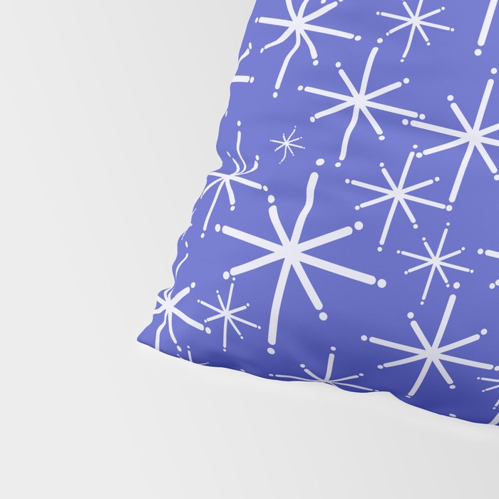Mid Century Modern Twinkling Stars Retro Atomic Pattern in Blue Pillow Sham Gallery Image 4