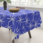 Mid Century Modern Twinkling Stars Retro Atomic Pattern in Blue Tablecloth Gallery Image 3